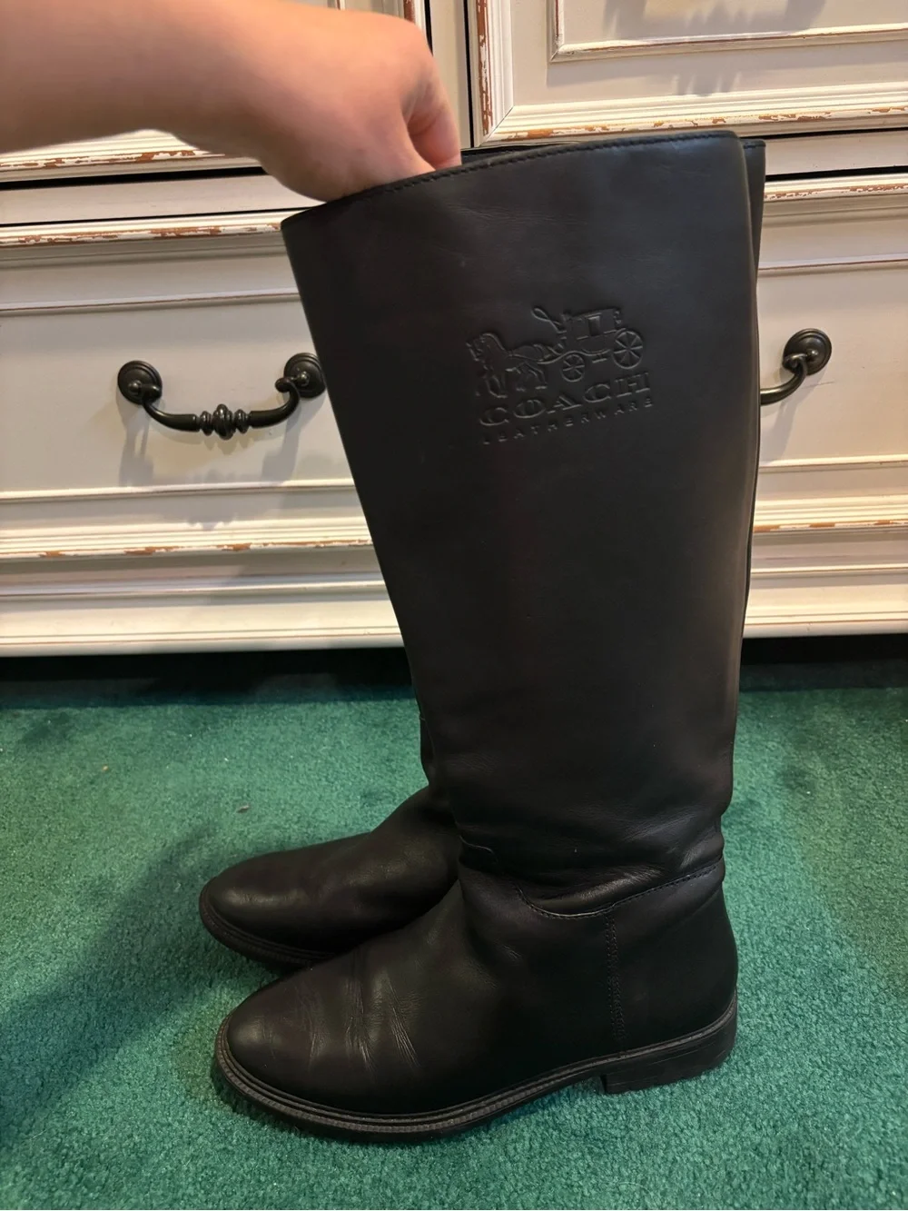Coach Black Leather Tall Riding Boots